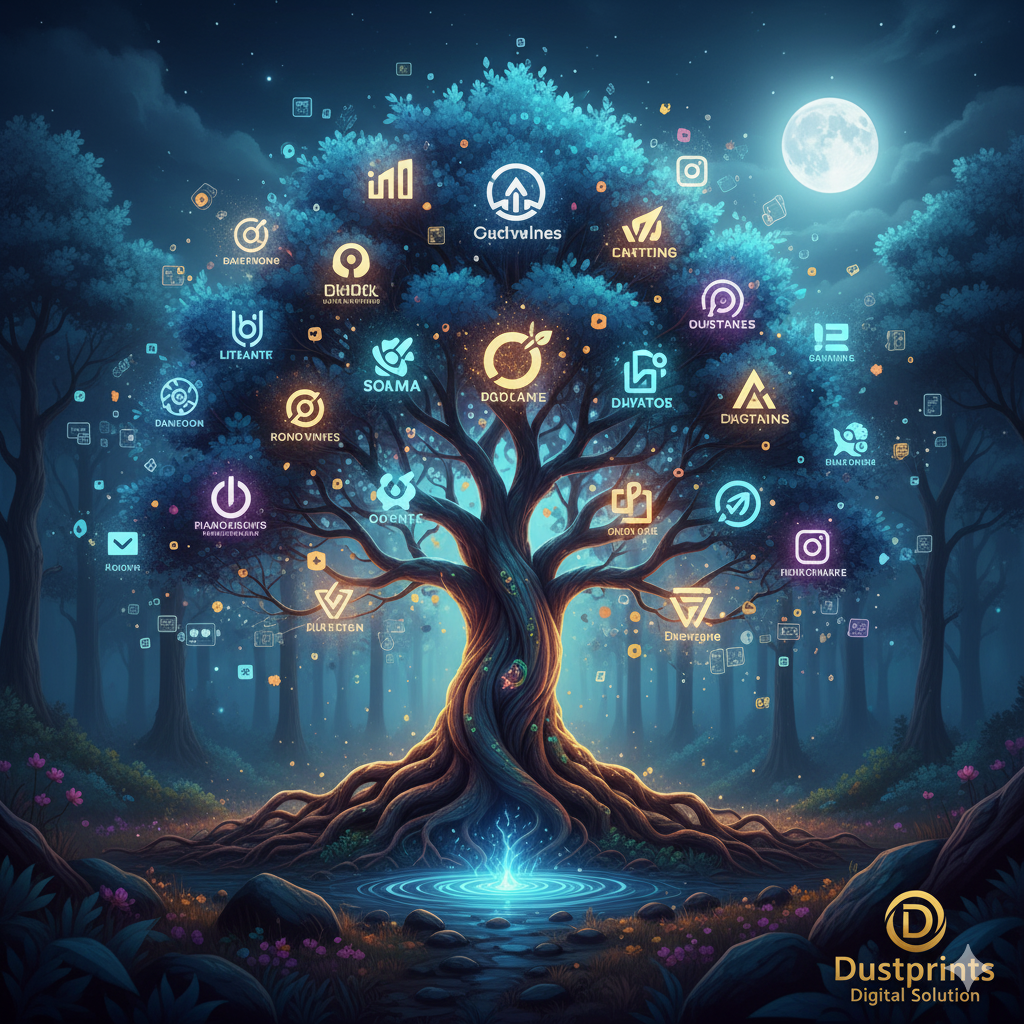 Dustprints brand identity style guide with typography and color palette